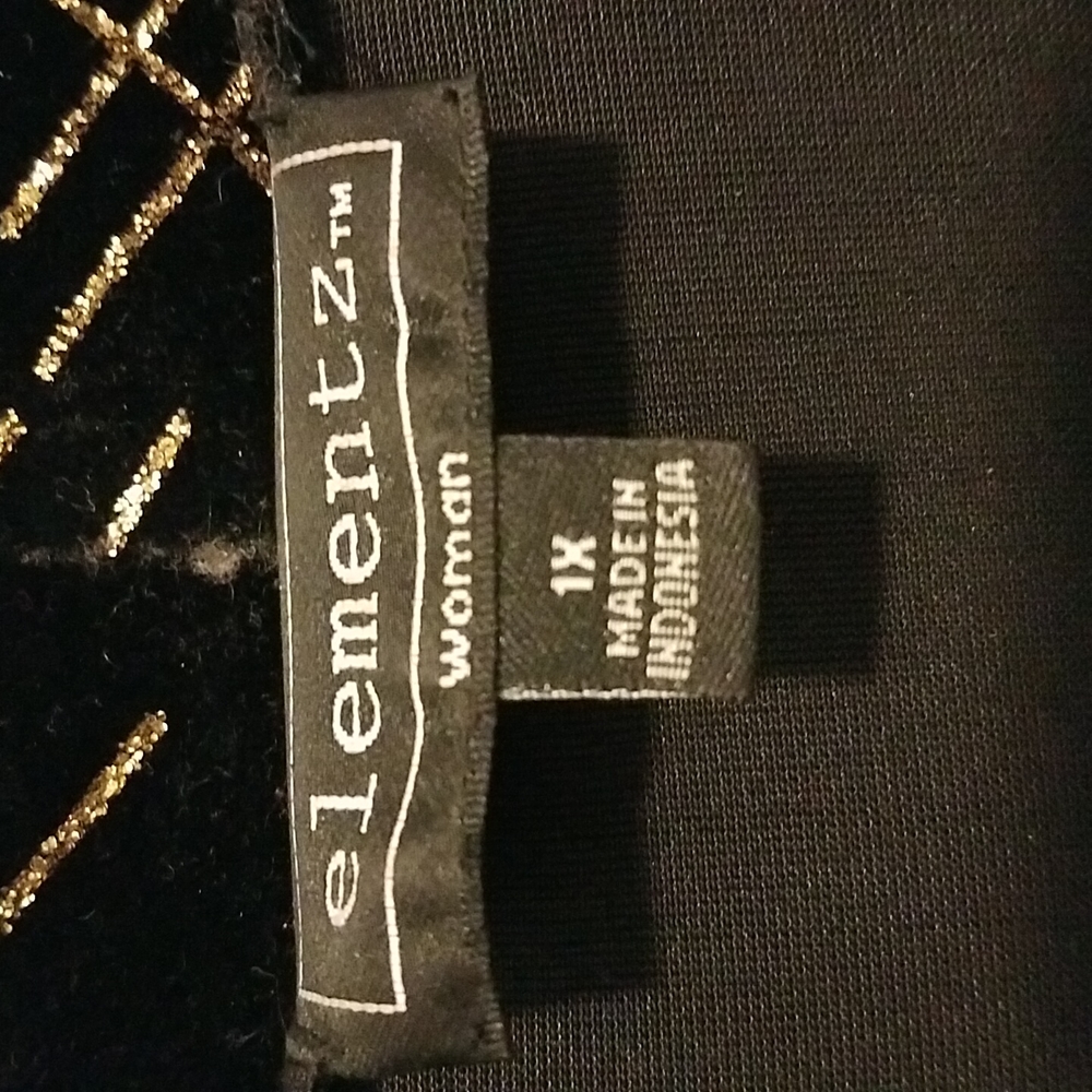 Black and Gold Velvet Jacket with Black Velvet Camisole. 1X - Picture 8 of 10